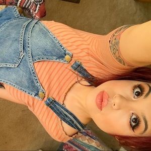 Free People Denim Overall Jumpsuit